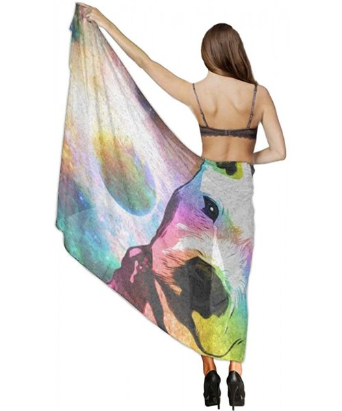 Cover-Ups Women Chiffon Sarong Beach Bikini Cover Up Wedding Party Shawls Wraps - Pit Bull Rainbow Series Pop Art - CC190HIWSWW