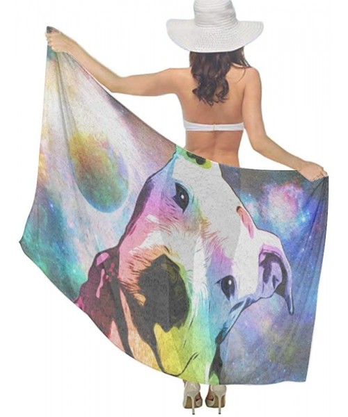 Cover-Ups Women Chiffon Sarong Beach Bikini Cover Up Wedding Party Shawls Wraps - Pit Bull Rainbow Series Pop Art - CC190HIWSWW