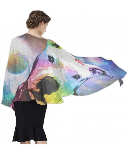 Cover-Ups Women Chiffon Sarong Beach Bikini Cover Up Wedding Party Shawls Wraps - Pit Bull Rainbow Series Pop Art - CC190HIWSWW