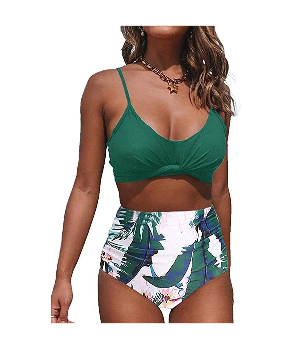 Cover-Ups Swimsuits for Women Tummy Control-Vintage Floral Print Swimsuit 2 Piece Retro Ruched High Waist Bikini Bathing Suit...