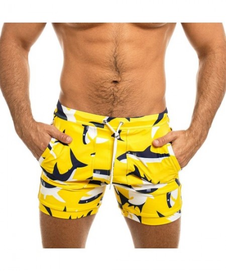 Briefs Swimwear Men Swimsuits Swimming Briefs Board Shorts Bathing Suits Trunks - Yellow - CO1996UK3KG