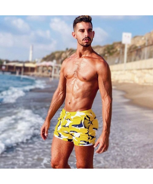 Briefs Swimwear Men Swimsuits Swimming Briefs Board Shorts Bathing Suits Trunks - Yellow - CO1996UK3KG