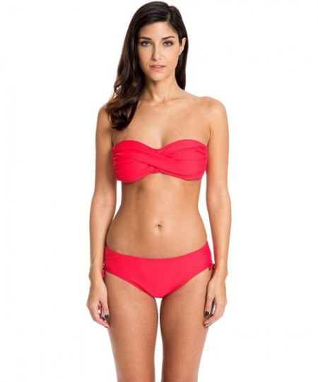 Tankinis Women's Swim Standard Adjustable Waist Bikini Bottom - Red - C112O7DDFQW