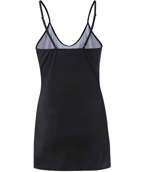 Tankinis Women Dot Tank Top With Boyshorts Tankini Set Bathing Suits - 5 Black - CT1953H78EA