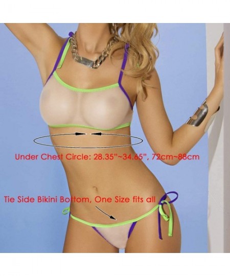 Sets Sheer Micro Bikini See Through Crop Top Side Tie G String Bottom Mini Bikinis - Full White - CJ18X95UWUH