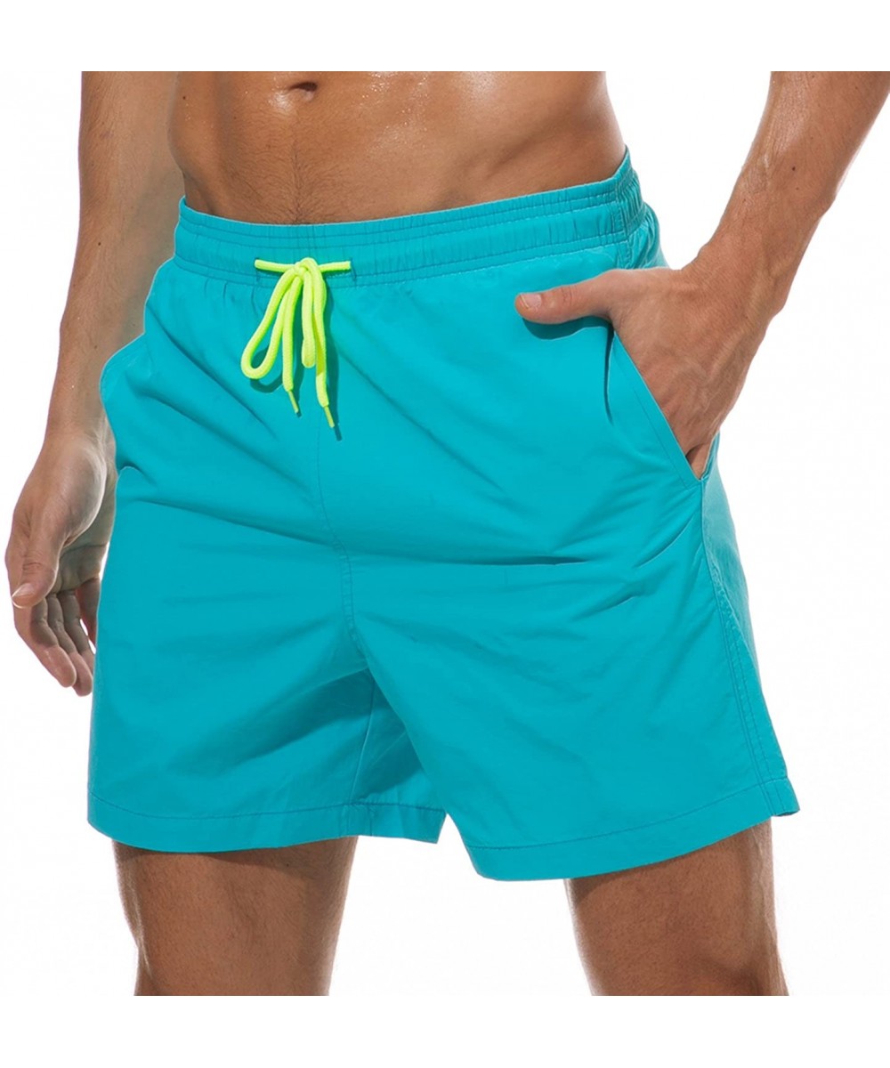 Board Shorts Men's Swim Trunks Quick Dry Beach Shorts with Pockets - Sky Blue - CE18DQT0QOC