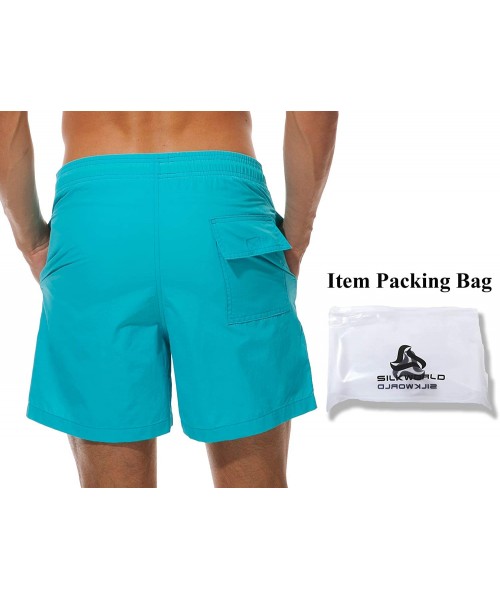 Board Shorts Men's Swim Trunks Quick Dry Beach Shorts with Pockets - Sky Blue - CE18DQT0QOC