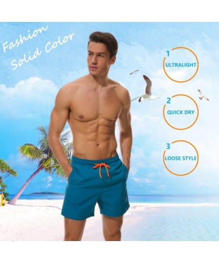 Board Shorts Men's Swim Trunks Quick Dry Beach Shorts with Pockets - Sky Blue - CE18DQT0QOC