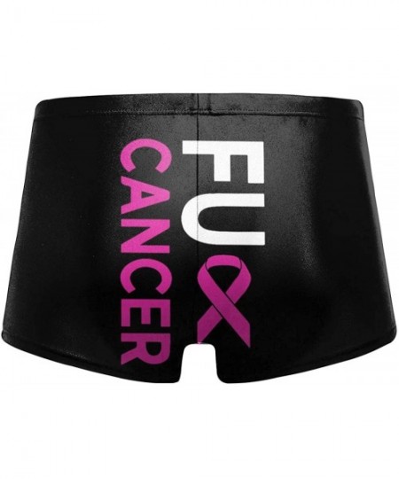 Briefs Fuck Breast Cancer Pink Ribbon Men's Swim Trunks Quick Dry Swimwear Stretch Surf Swimming Shorts - Black - CW1992QQ7LS