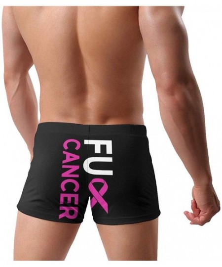 Briefs Fuck Breast Cancer Pink Ribbon Men's Swim Trunks Quick Dry Swimwear Stretch Surf Swimming Shorts - Black - CW1992QQ7LS