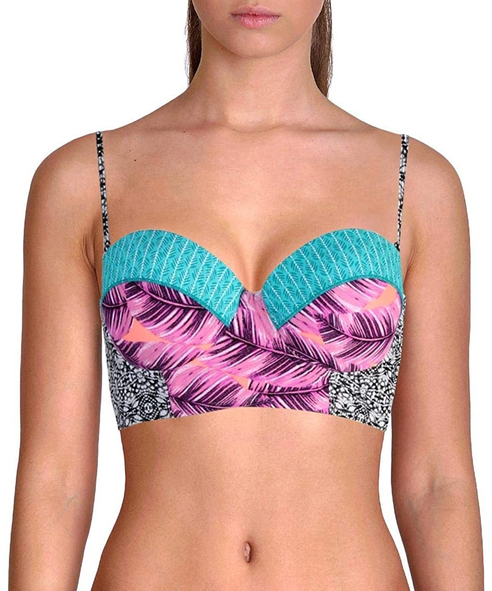 Tops Womens Printed Full Coverage Swim Top Separates Pink M - CS18NTDIOX8