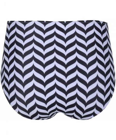 Bottoms Women Retro High Waisted Bikini Bottom Ruched Swim Brief Short Tankinis - Chevron - C61949ZMA7E