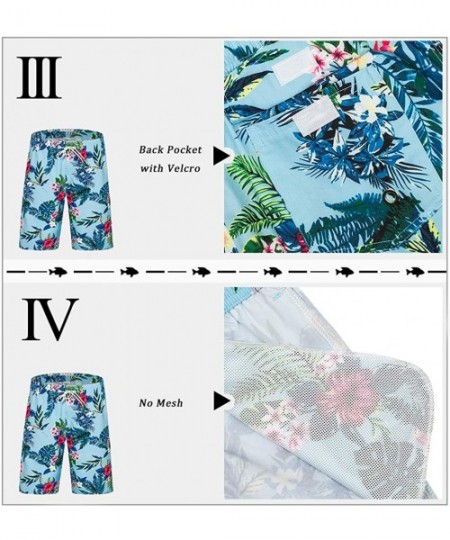 Trunks Men's Board Shorts Swimwear Hawaiian Beach Palm Swimming Trunks Long Floral Bathing Suits - No Mesh-monstera Floral - ...