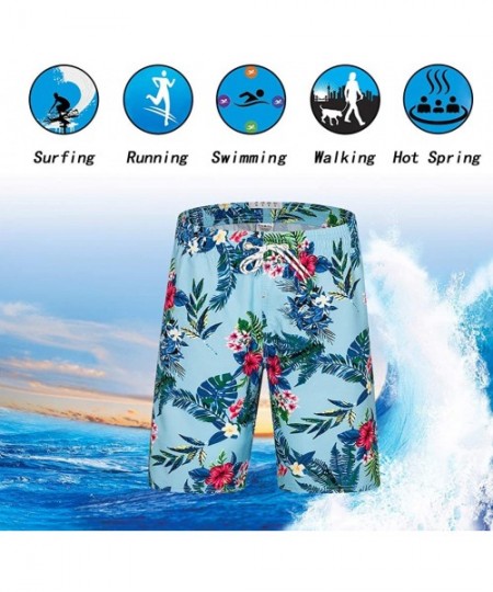 Trunks Men's Board Shorts Swimwear Hawaiian Beach Palm Swimming Trunks Long Floral Bathing Suits - No Mesh-monstera Floral - ...