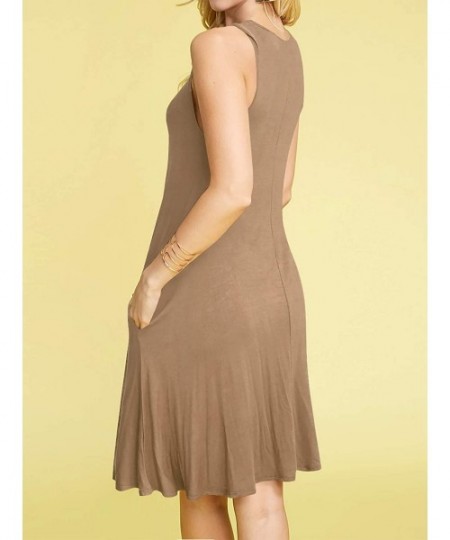 Cover-Ups Women's Short Sleeve/Sleeveless Pocket Casual Swing T-Shirts Dress Plus Size - Wdr1519_taupe - CP18U8898TL