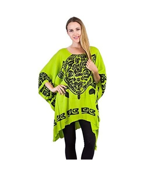 Cover-Ups Womens One Size Stylish Summer Poncho Cover Up - Green - CM196YYLWI4