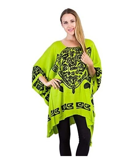 Cover-Ups Womens One Size Stylish Summer Poncho Cover Up - Green - CM196YYLWI4