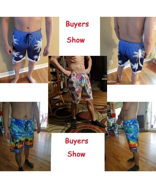 Board Shorts Funny Mens Swim Trunks Quick-Drying Breathable Beach Board Shorts with Mesh Lining Swimwear Bathing Suits - Blac...