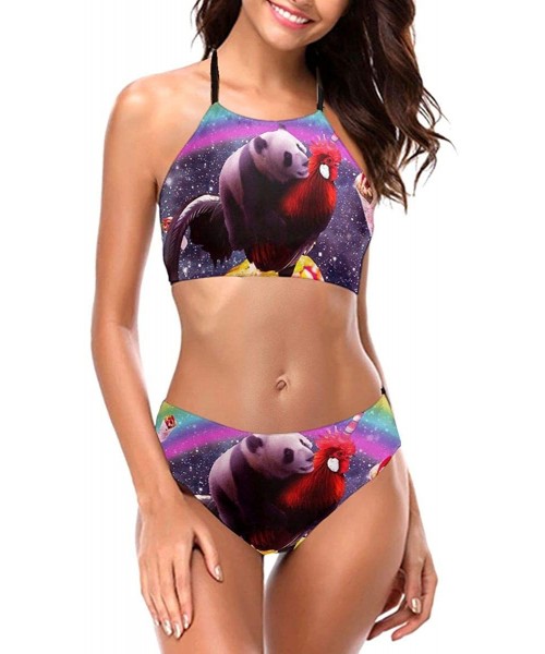 Sets Dj Sloth Portrait with Headphones Funny Tie Dye Womens Bathing Suits Swim Bottoms Padded Halter Bandage Bikini Two Piece...