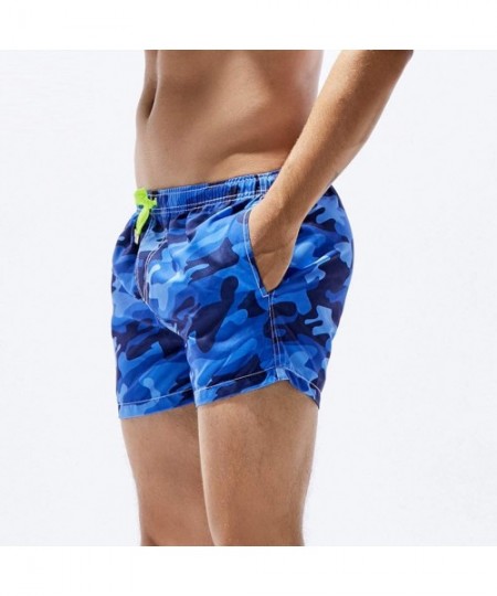 Trunks Men's Shorts Swim Trunks Quick Dry Beach Surfing Running Swimming Watershort - Blue - CH1944ZRIM4