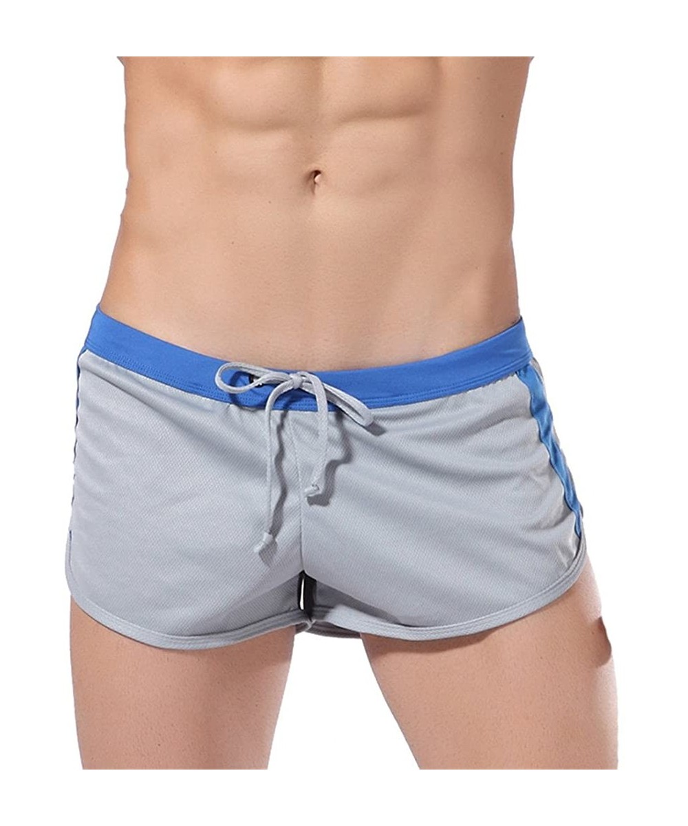 Trunks Men's Swim Trunks Beach Shorts with Drawstring Swimwear - Grey - CS12KDK97AV