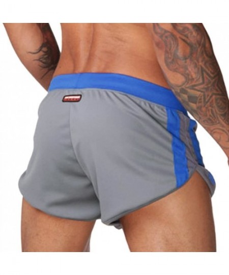 Trunks Men's Swim Trunks Beach Shorts with Drawstring Swimwear - Grey - CS12KDK97AV