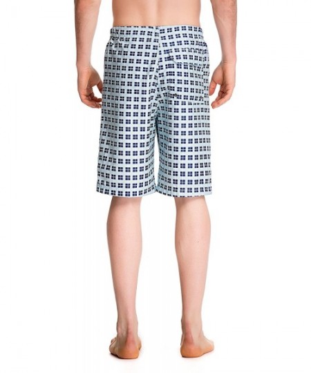 Board Shorts Men's Swim Trunks Quick Dry Board Shorts-Lightweight - Lattice Blue(mesh Lining) - CC188A8KUED