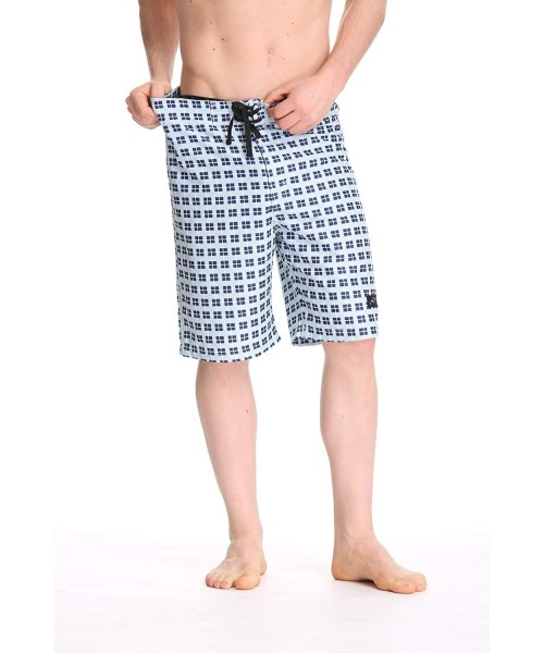 Board Shorts Men's Swim Trunks Quick Dry Board Shorts-Lightweight - Lattice Blue(mesh Lining) - CC188A8KUED