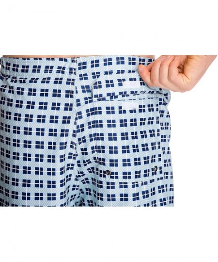 Board Shorts Men's Swim Trunks Quick Dry Board Shorts-Lightweight - Lattice Blue(mesh Lining) - CC188A8KUED