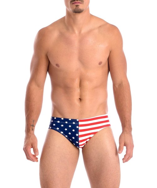 Racing Men's USA Freedom Hot Body Bikini Swimsuit - Stars and Stripes - C218AH5OXOW