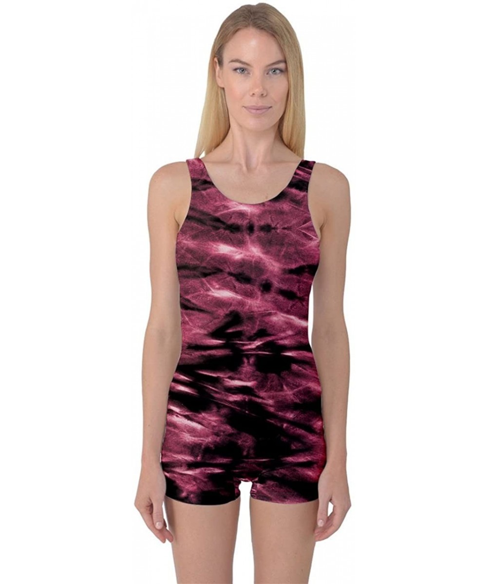 One-Pieces Womens Tie Dye V2 One Piece Boyleg Swimsuit - Red Tie Dye 2 - CH12H40XSZ9