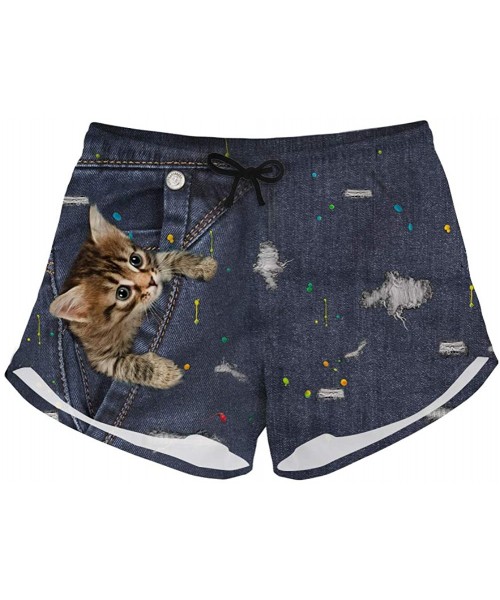 Board Shorts Air Mesh Quick Dry Beach Board Shorts for Women Ladies Fitness Sports Short Pants - Pet Cat-4 - CQ18NU0R03M