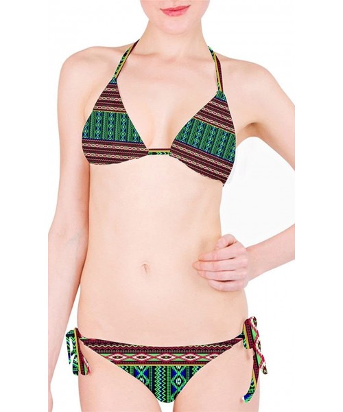 Sets Waves Chervon Athletic Bikini Set - Green Tribal 2 - CT12HGWZW8V