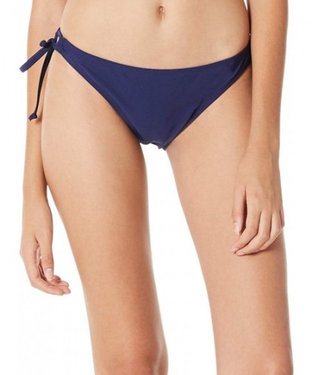 Tankinis Women's Low Rise Bikini Bottom Medium Coverage Bathing Suit Bottom - Navy Blue(loop Tie) - CF18X5GE7NS