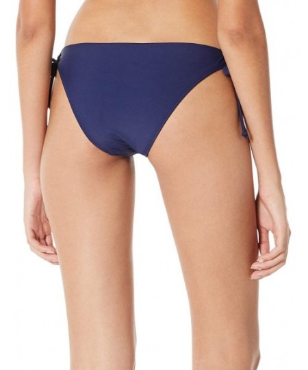 Tankinis Women's Low Rise Bikini Bottom Medium Coverage Bathing Suit Bottom - Navy Blue(loop Tie) - CF18X5GE7NS