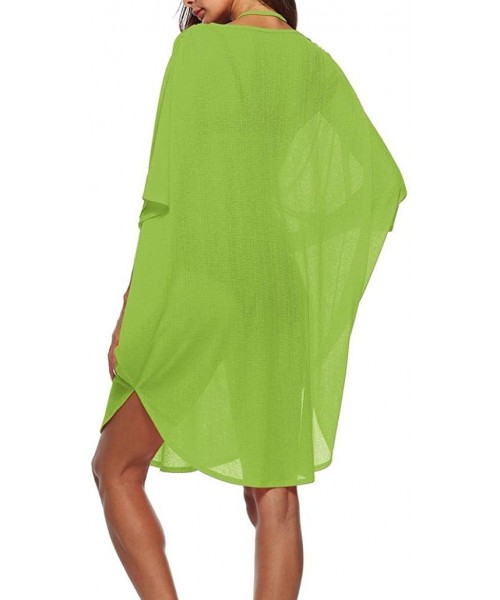 Cover-Ups Women Bathing Cover Up Bikini Swimsuit Swimwear Crochet Smock Beach Cover Up - Green - CE18E3CGTIS