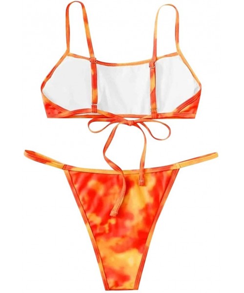 Sets Womens Bikini Set Womens Sexy Push Up Padded Bra Bathing Suits Two Piece Bandage Swimsuits Swimwear for Women Q orange -...