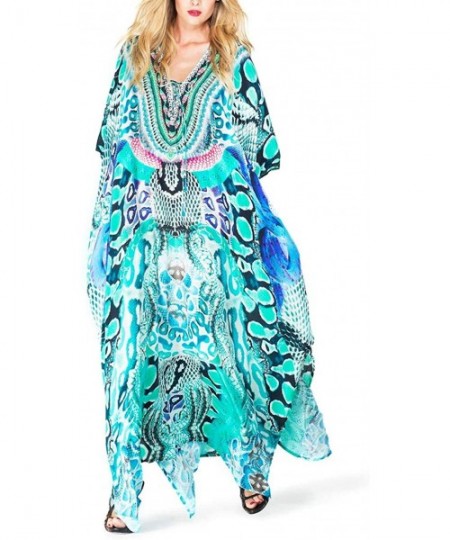 Cover-Ups Robe Kaftan Bikini Swimwear Cover Up Casual Long Beach Maxi Dress for Women - Print 4 - C319GEOK86H