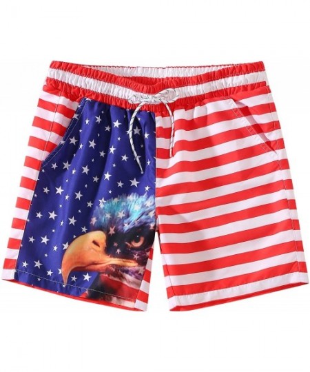 Trunks Men's Printed 5" Inseam Relaxed Fit Short Swim Trunks - Red White - CY19COENM7O