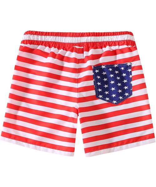 Trunks Men's Printed 5" Inseam Relaxed Fit Short Swim Trunks - Red White - CY19COENM7O