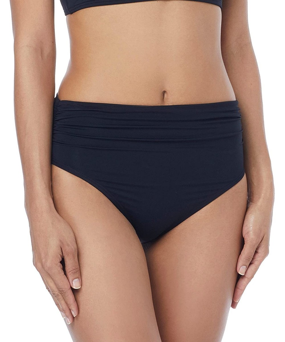 Bottoms Women's Rollover Bikini Bottom Swimsuit - Castaway Black - CH1868U43IL