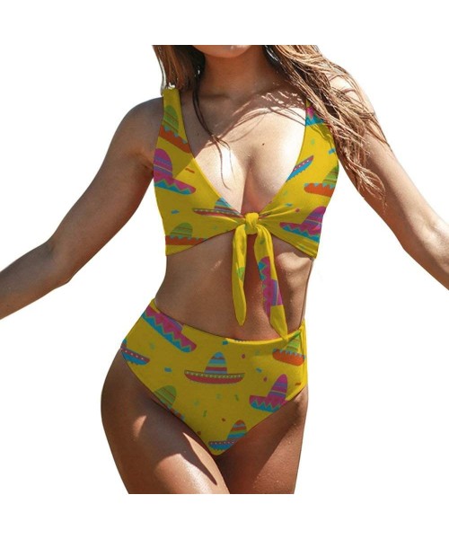 Sets Womens Swimsuits Ethiopian Flag Sexy Bathing Suits High Waist Bikini Swimsuit Sets - Color 7 - CV190E6OR32