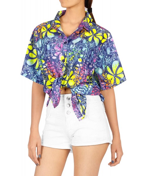 Cover-Ups Women Hawaiian Shirt Lightweight Button Down Collar Short Sleeves Pink - Multicolor_x162 - CH12O5O22ZK