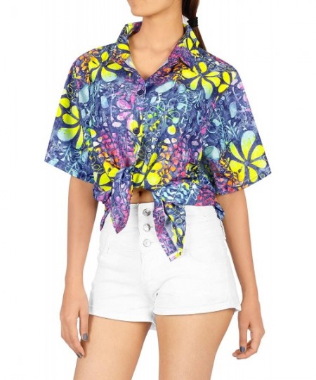 Cover-Ups Women Hawaiian Shirt Lightweight Button Down Collar Short Sleeves Pink - Multicolor_x162 - CH12O5O22ZK