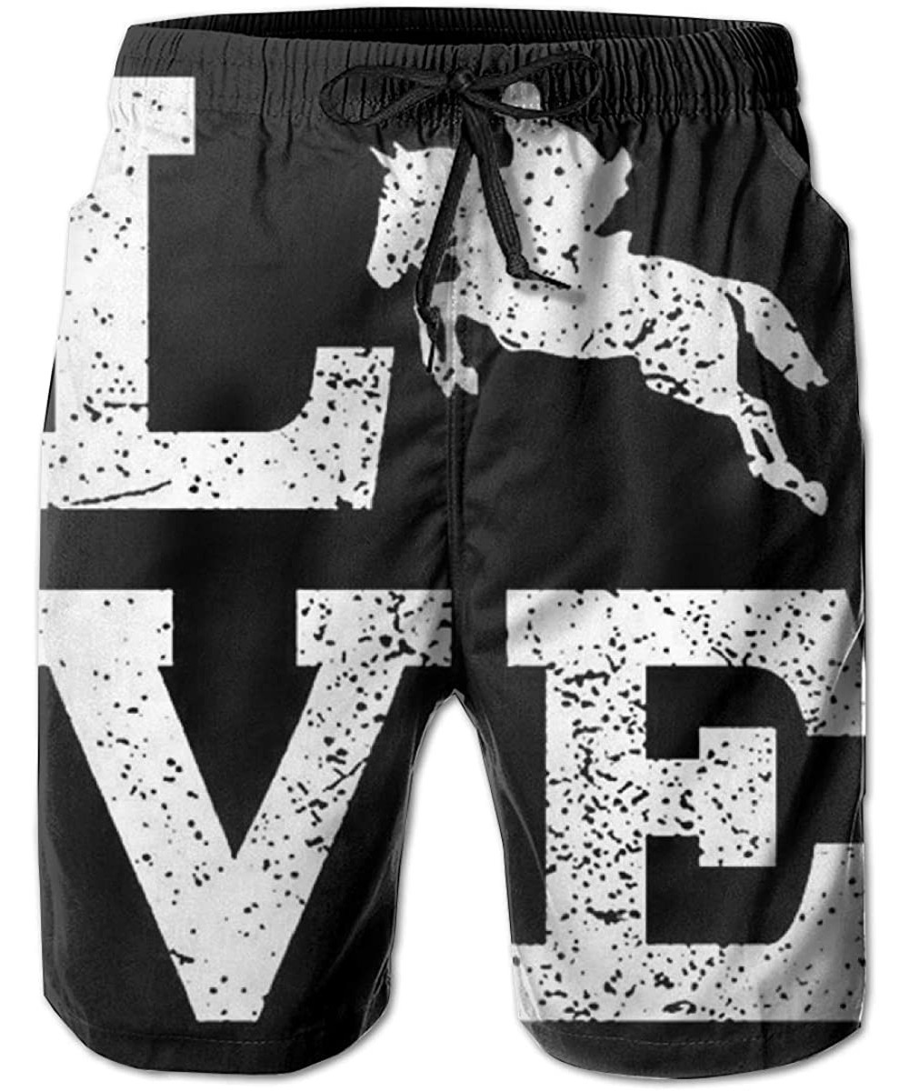 Board Shorts Men Cool Surfing Beach Board Shorts Swim Trunks - It's Pug Life - I Love Horse Black - C818WHQCDY6