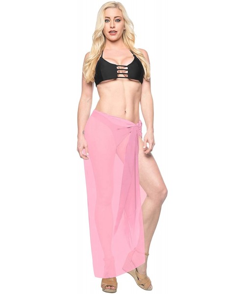 Cover-Ups Women's Beach Cover Up Bikini Sarong Swimsuit Wrap Skirts Full Long B - Pink_j215 - CP11PO3MPZD