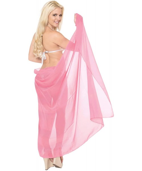 Cover-Ups Women's Beach Cover Up Bikini Sarong Swimsuit Wrap Skirts Full Long B - Pink_j215 - CP11PO3MPZD