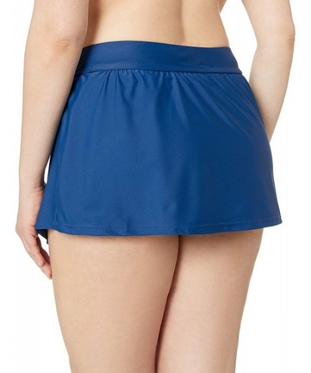 Bottoms Women's Plus-Size Skirted Bikini Swim Bottom Swimsuit - Navy - CV18NSGDI36