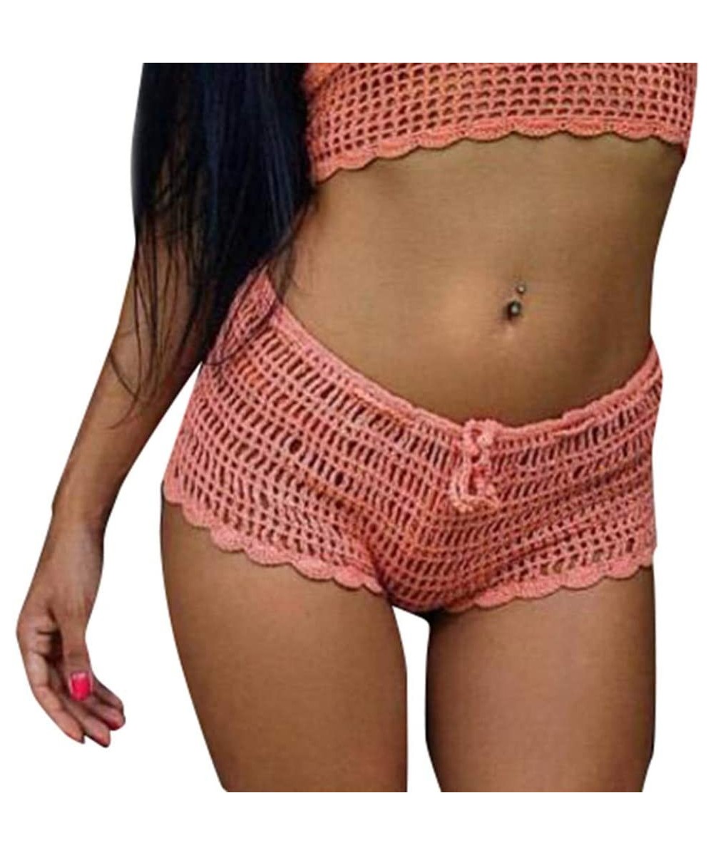 Board Shorts Women's Sexy Low Rise Hollow Hot Shorts Cheeky Mini Beach Lace Crochet Shorts Swimsuit Cover Up Pants with Draws...