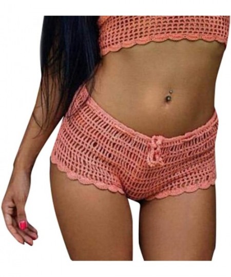 Board Shorts Women's Sexy Low Rise Hollow Hot Shorts Cheeky Mini Beach Lace Crochet Shorts Swimsuit Cover Up Pants with Draws...